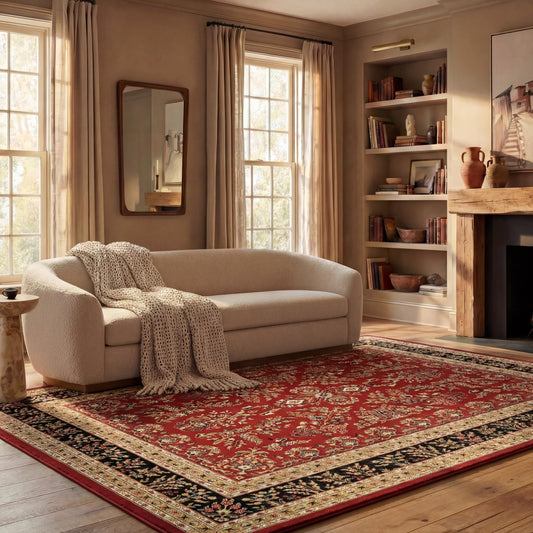 SAFAVIEH Area Rug 8x11 - Lyndhurst Collection - Large - Red & Black, Traditional Oriental Design, Non-Shedding & Easy to Clean, Ideal for Living Room, Bedroom, Dining Space (LNH331B)
