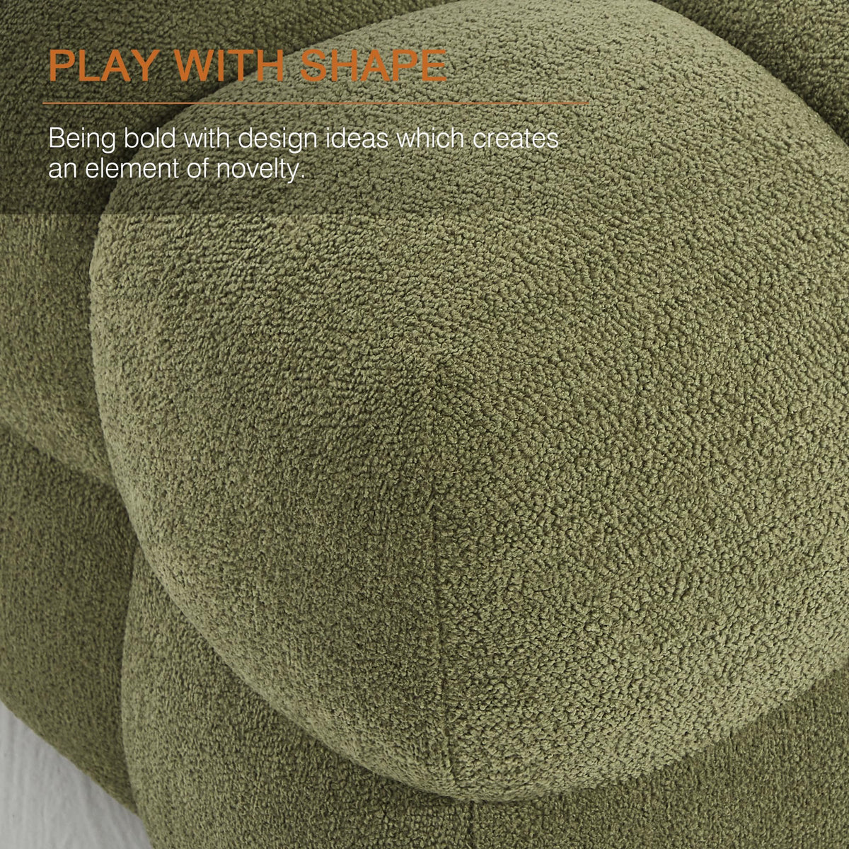 Zesthouse Square Pouf Ottomans Footstool Set of 2, Upholstered Poofy Ottoman for Couch Sofa, Modern Vanity Chair Backless for Living Room, Green Boucle Stool Foot Rest, Fabric Ottoman Coffee Table