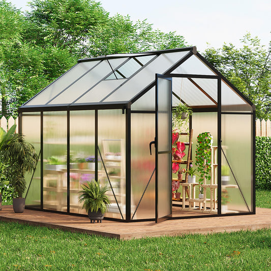 IDEALHOUSE 6×8 FT Greenhouse, Large Walk in Greenhouses for Outdoors and Garden Planting, Polycarbonate Greenhouse with Enhanced Aluminum Frame, Green Houses with Quick Setup Structure and Roof Vent