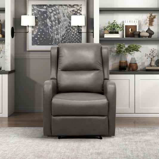 Lexicon Manual Recliner Chair, Reclining Sofa Chair, Home Theater Seating, Wall Hugger, Manual Recliner for Living Room/Office/Apartment, Easy Assembly, Gray Faux Leather