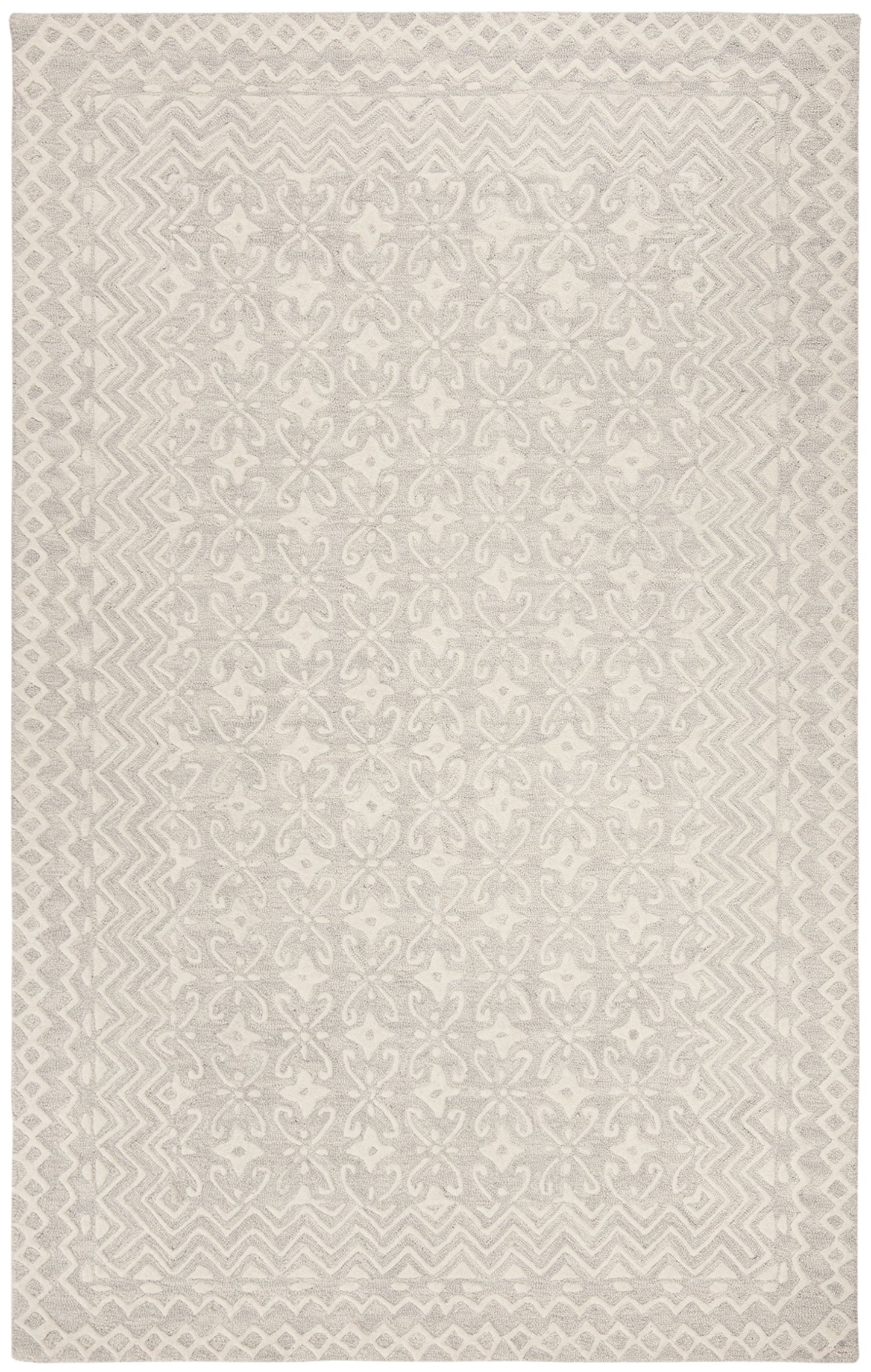 SAFAVIEH Blossom Collection Area Rug - 6' x 9', Grey & Ivory, Handmade Wool, Ideal for High Traffic Areas in Living Room, Bedroom (BLM114F)