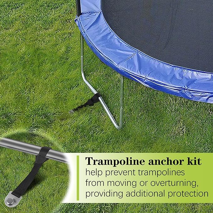LuBanSir 8 Set of Trampoline Stakes Anchors High Wind, 12" Spiral Ground Stakes Kit Heavy Duty for Trampoline Swing Camping Tent Shed (Silver)