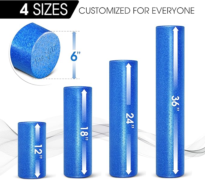 Yes4All High-Density EPP Round Back Roller Foam, Exercise Foam Roller for Yoga, Pilates & Stretching - 12, 18, 24, 36 inch