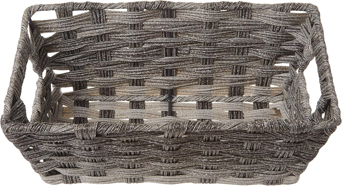 Whitmor Gray Wash Split Rattique Small Shelf Tote - Stylish Storage Solution for Home Organization