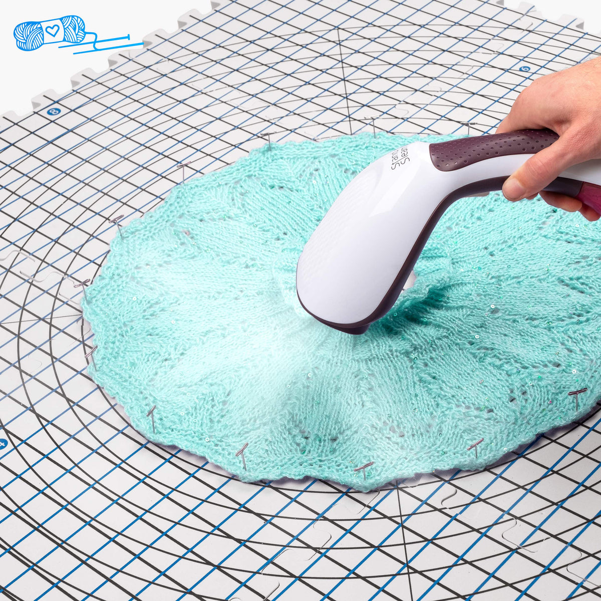 Blocking Mats for Wet and Steam Blocking with Grids and Radial Circles for Curved Projects - 1 cm Thickness - Set of 9 Marked with Numbers Includes 50 t pins and Storage Bag