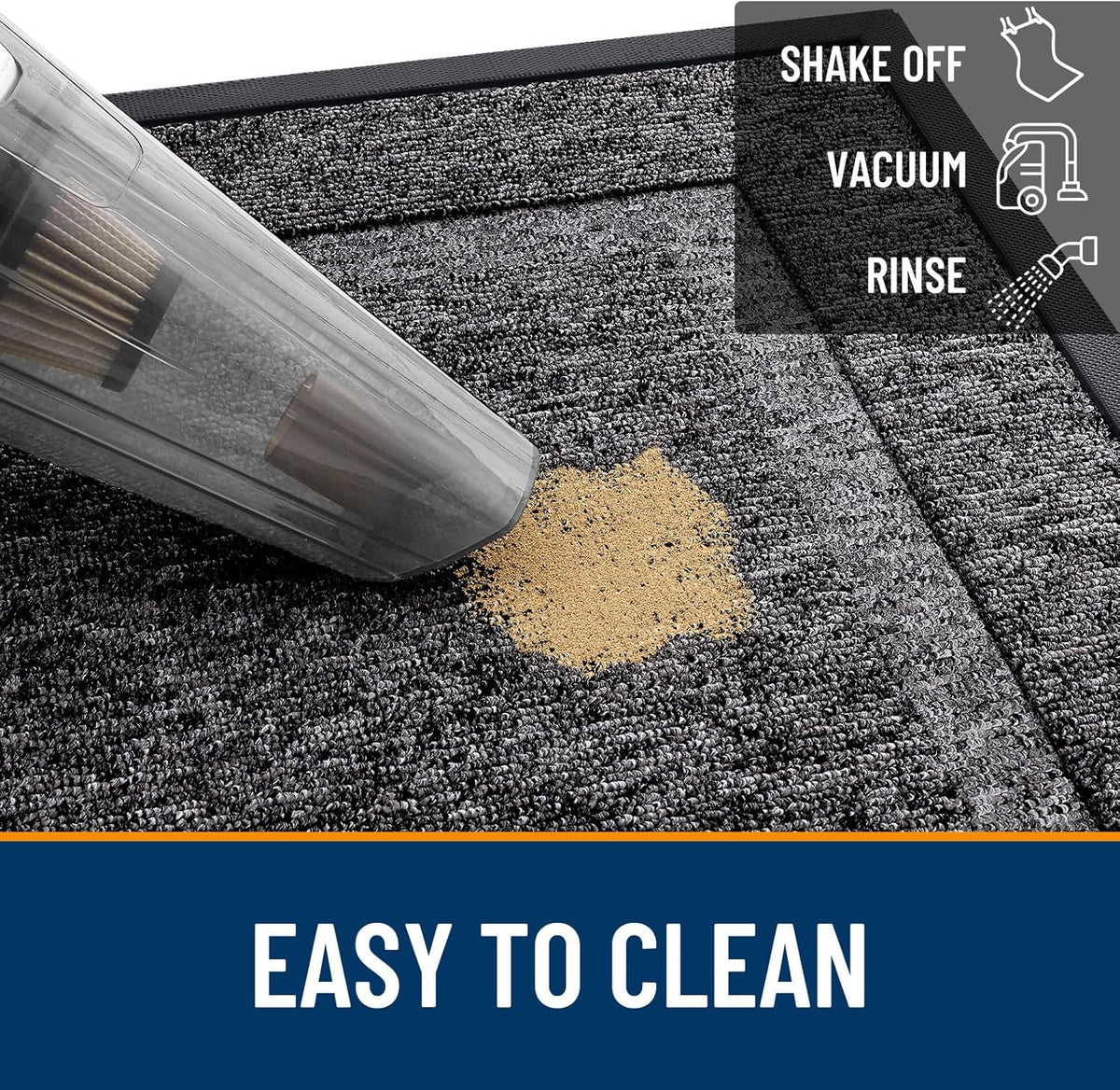 OLANLY Indoor Outdoor Front Door Mat - Waterproof All-Season Doormat | Sturdy Rubber, 59x23, Black & White