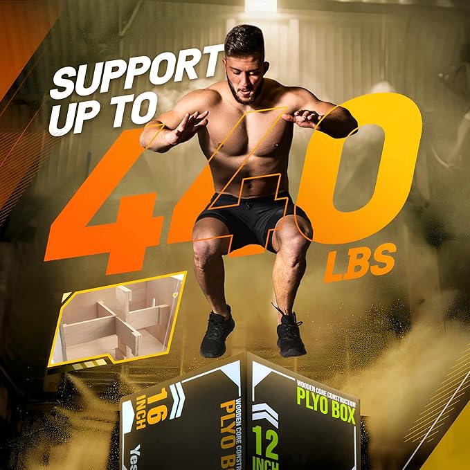Yes4All 3-in-1 Soft-Padded Plyo Box With Wooden Core, Non-Slip Multi-Use Cushioned Plyometric Jump Box with Vinyl Cover for Jumping, Conditioning, Strength Training