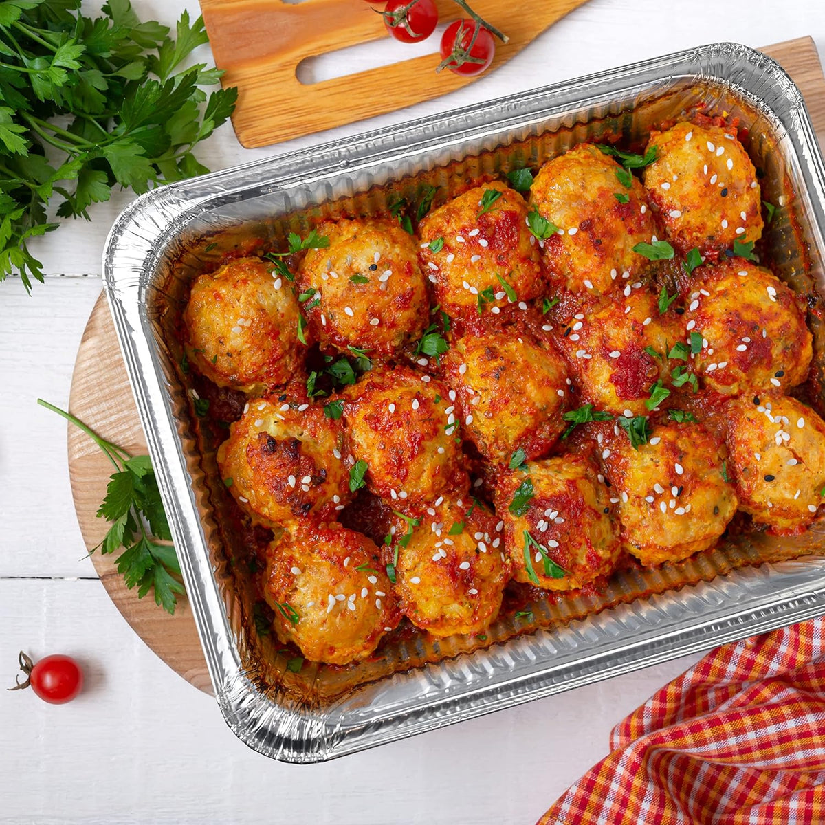 NYHI 9x13 Aluminum Pans With Lids - Disposable Foil Catering Trays for Baking & Roasting | 10 Pack