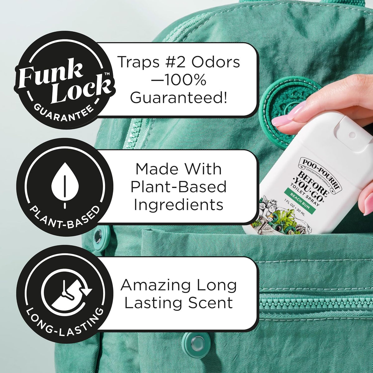 Poo-Pourri Pocket Toilet Spray - Travel Essential for On-The-Go Odor Control | Beach Bum, 1 Fl Oz