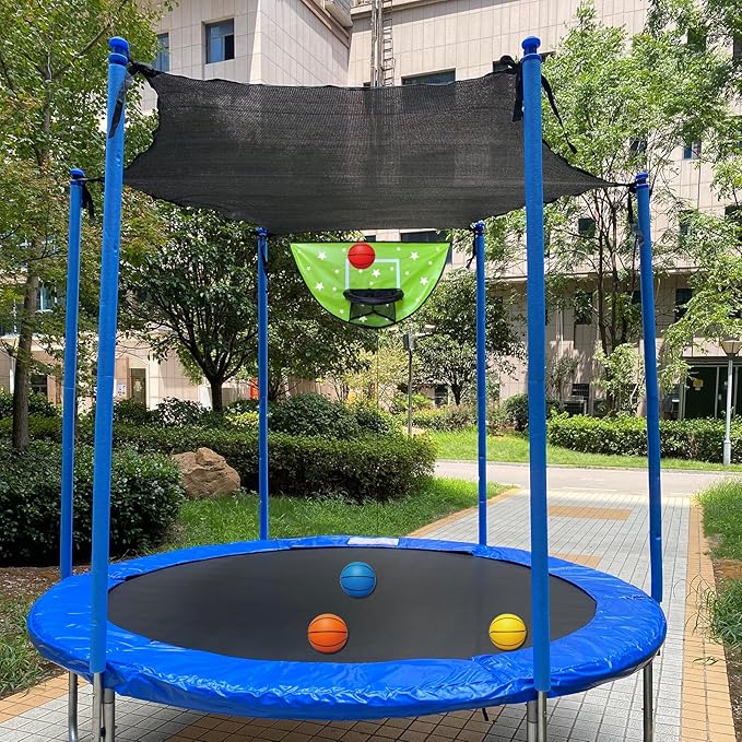 Trampoline Basketball Hoop, Attachment with Pump and Mini Ball, Universal Trampoline Accessories, Easy to Install