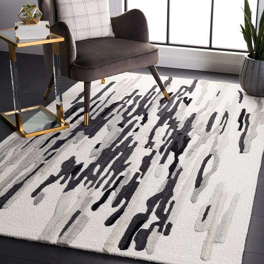 SAFAVIEH Area Rug 8x10 - Rodeo Drive Collection - Large - Ivory & Black, Handmade Wool, Mid-Century Modern Design, Ideal for Living Room, Bedroom, Office, Dining Space (RD858Z)