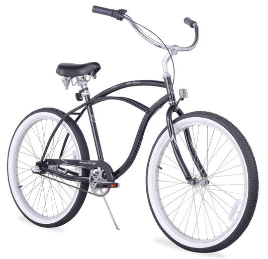 Firmstrong Urban Man Beach Cruiser Bike, Men's 3 Speed Hybrid Bicycle, 26 Inch Wheels, Black