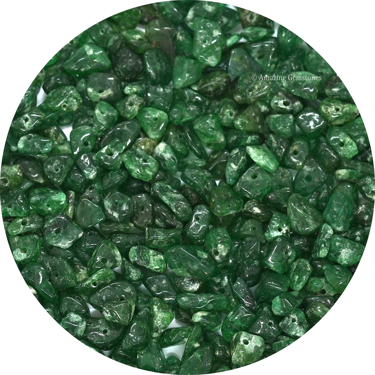 Green Aventurine Pre Drilled Crystal Crushed Chips Beads for Bracelets Making, DIY Handmade Natural Healing Crystals (25 Inch Strand)