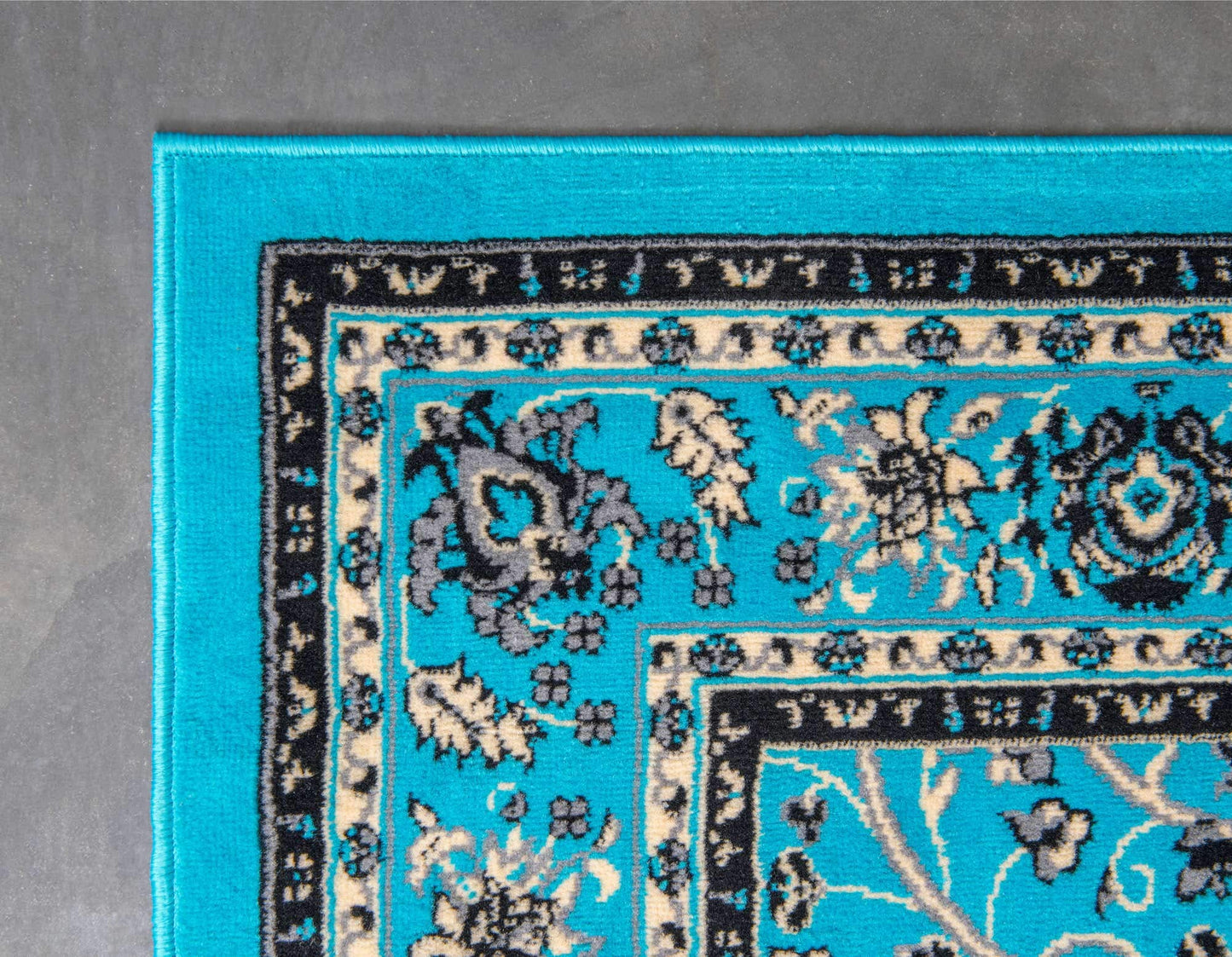 Unique Loom Sialk Hill Collection Area Rug - Washington (9' 10" x 13' 1" Rectangle, Turquoise/ Black)