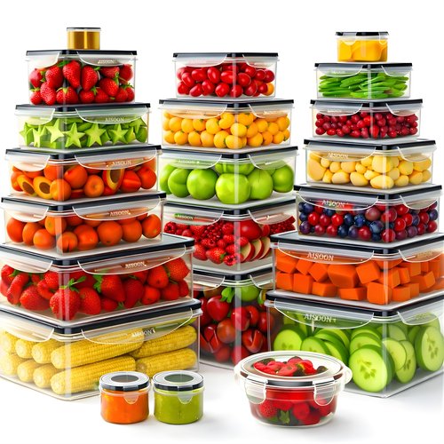 AISOON 40 Pcs 85oz Large Food Storage Containers with Lids (20 containers & 20 lids), Stackable Airtight Leakproof BPA-Free Reusable Meal Prep Containers, Freezer Microwave Dishwasher Safe