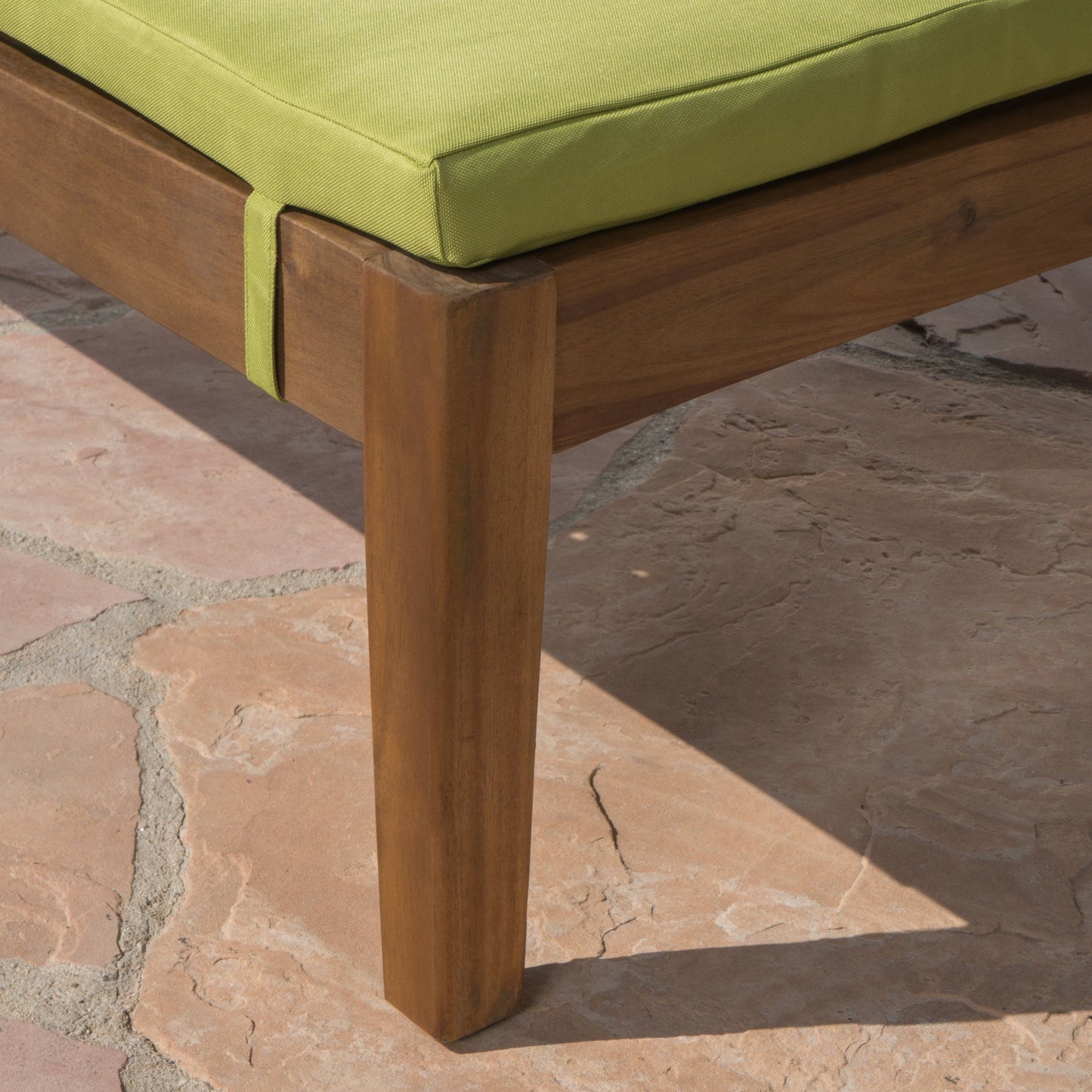 Christopher Knight Home Perla Outdoor Chaise Lounge with Water Resistant Cushion, Teak Finish / Green