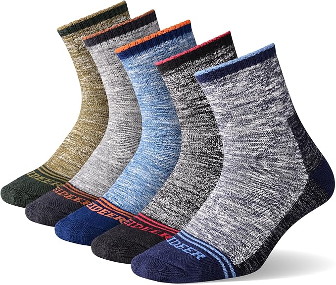 FEIDEER Men's Hiking Walking Socks, Multi-Pack Wicking Cushioned Outdoor Recreation Hiking Socks