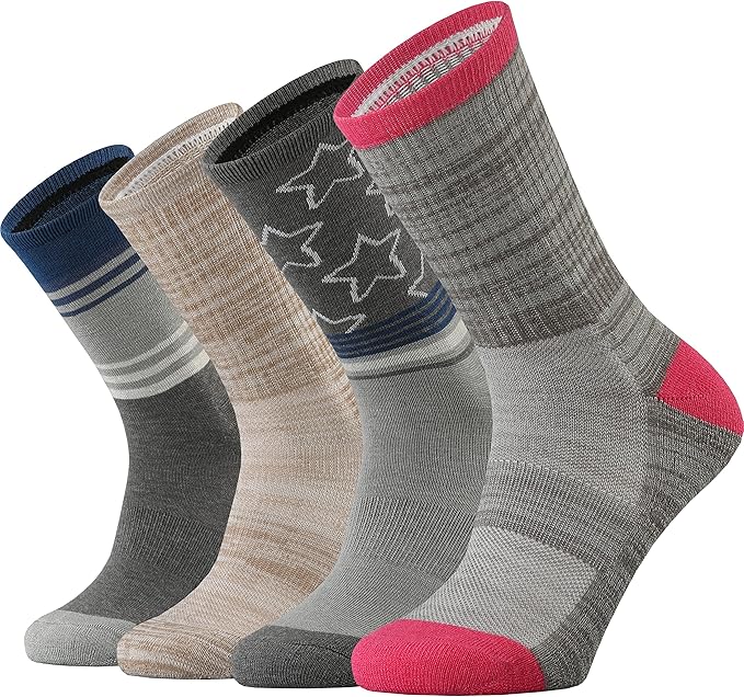Ortis Ladies' Merino Wool Cushion Crew Socks for Women Outdoor Hiking Hike Trail Lightweight Gifts