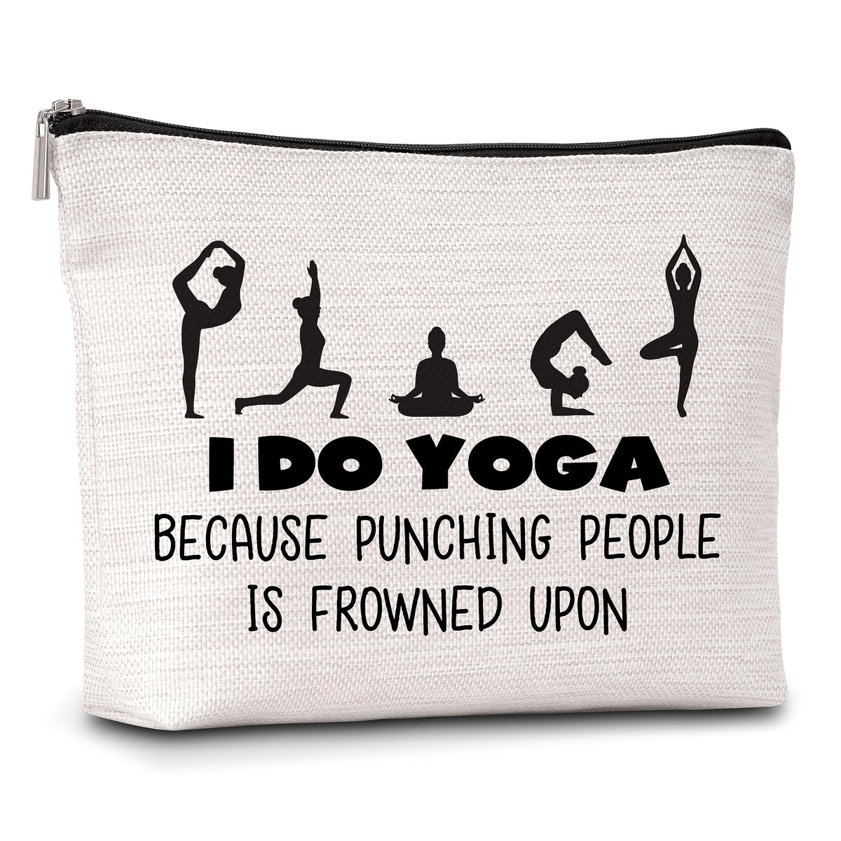 AWSICE Yoga Gift Makeup Bag I Do Yoga Because Punching People Is Frowned Upon Cosmetic Travel Bag Thank You Gift For Instructor Lover Teacher Women Sister Friend-A14