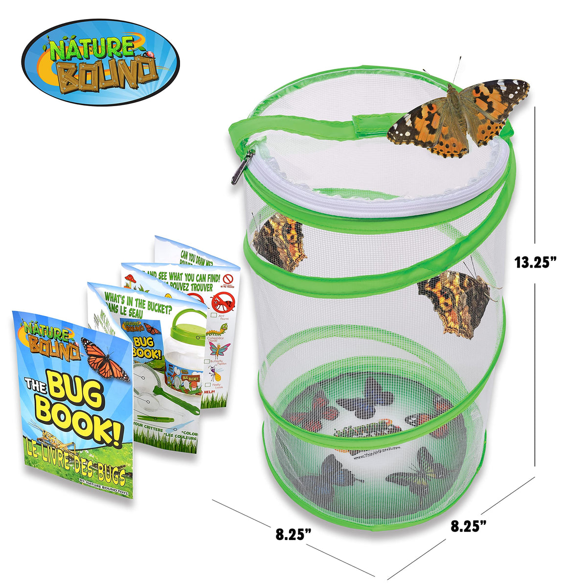 Nature Bound Butterfly Growing Kit - Live Caterpillar to Butterfly Project for Kids - Includes Voucher for Caterpillars, Green Pop-Up Enclosure, and STEM Learning Guide