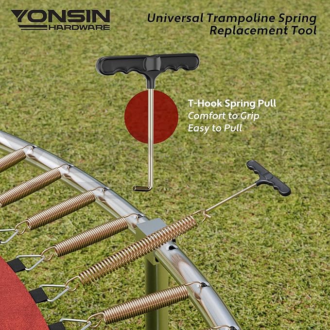 Trampoline Springs Heavy Duty with Swivel & Straight Hooks, Stainless Steel Trampoline Accessories Ideal Spring Replacement, Includes T-Hook Tool