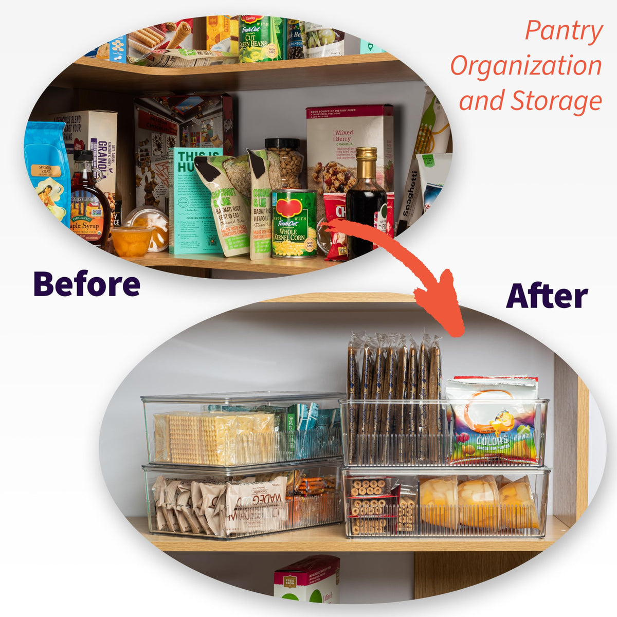 ClearSpace Pantry Organization and Storage Bins with Removable Dividers & Lids – Perfect Pantry Organizers or Kitchen Organization – Refrigerator Organizer Bins, Cabinet Organizers, 2 Pack