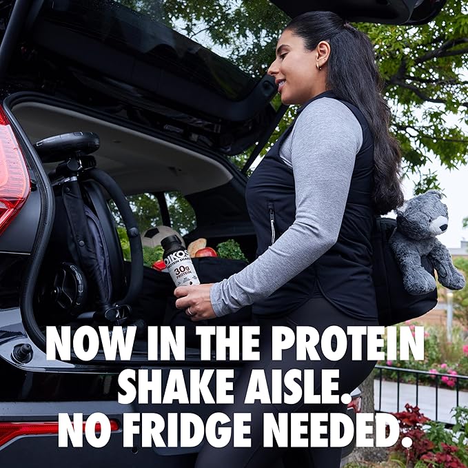 Oikos Protein Shake, Vanilla, 30g High Protein Drinks, Shelf Stable, Ready to Drink, 5g Prebiotic Fiber, 12 fl oz Bottle, 12 Count