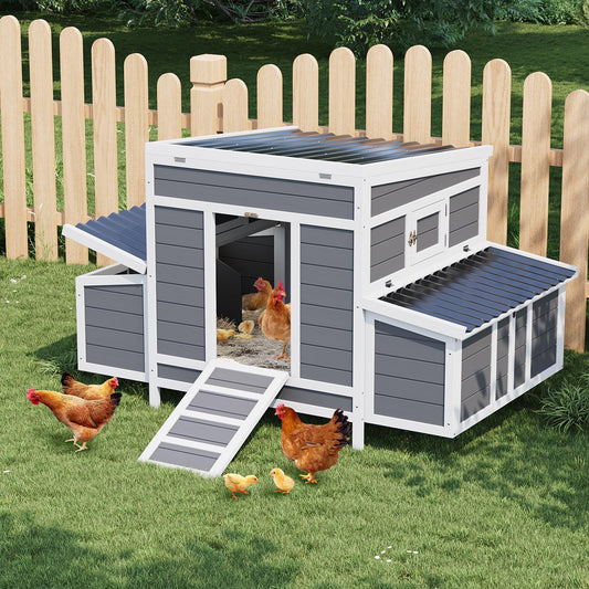 GarveeTech Small Chicken Coop Wooden, Chicken Hutch for 4-6 Chickens with 2 Nesting Boxes, Waterproof Roof, No-Slip Ramp & Pull-Out Tray, Rabbit Hutch Outdoor, Bunny Cage Indoor (54"l x 34"w x 34"h)