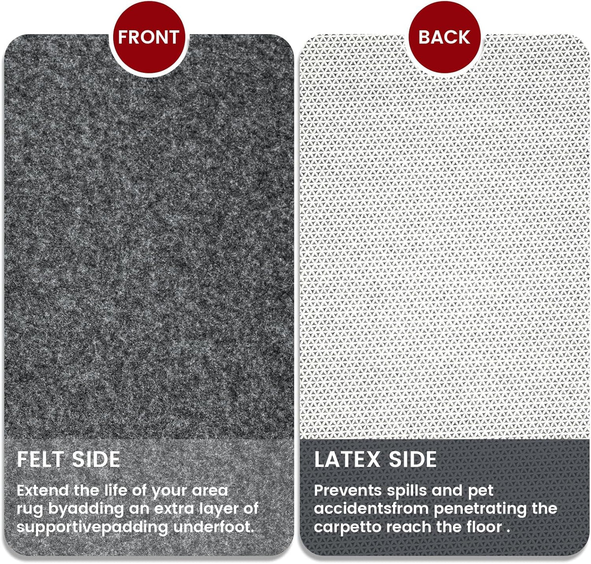 Skiennix Waterproof Rug Pad - Non-Slip Carpet Pad for All Floors | 8x10 ft Felt Pad for Hardwood