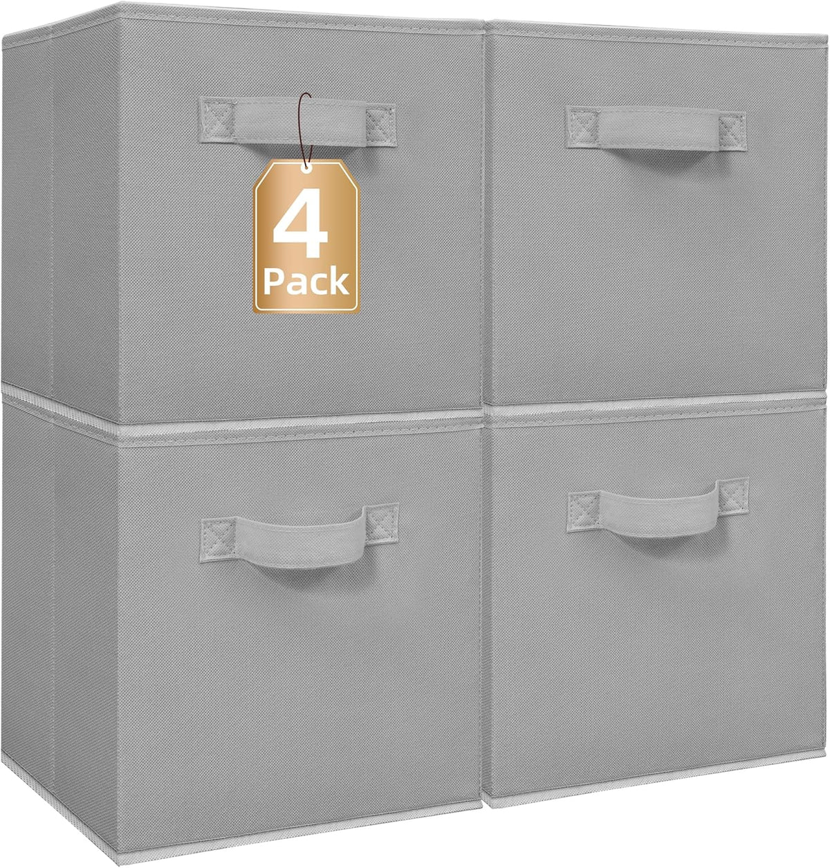 Storage Maniac Storage Cubes - 11-Inch Collapsible Bins with Handles | Durable 4-Pack Grey Fabric Organizers