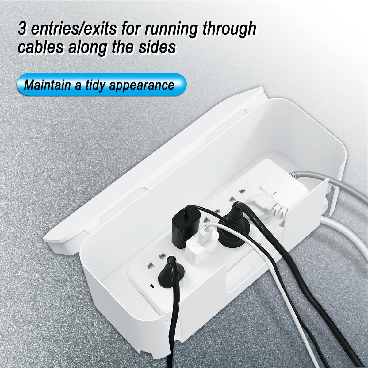 Power Strip Cover Box - Hide Power Strip for TVs and Computers, Electrically Safe Cord Organizer Box, Cord Box Crafted from Durable ABS Material (2pack,White)