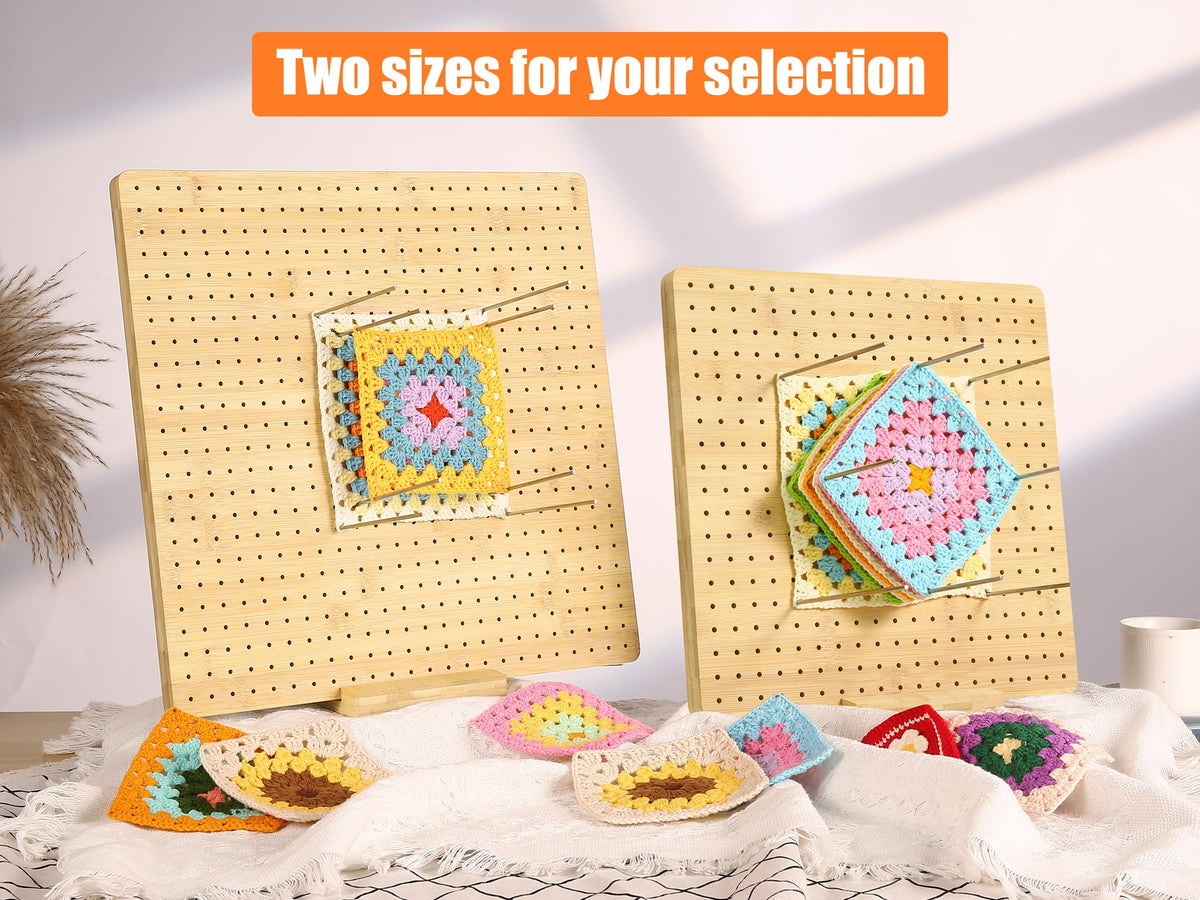 Aulin 15.5"" x 15.5"" Foldable Crochet Blocking Board with Pegs | 35 Stainless Steel Rod Pins - Upgrade Large Blocking Boards for Crochet Projects, Gifts for Crocheters, Mothers, Grandmothers