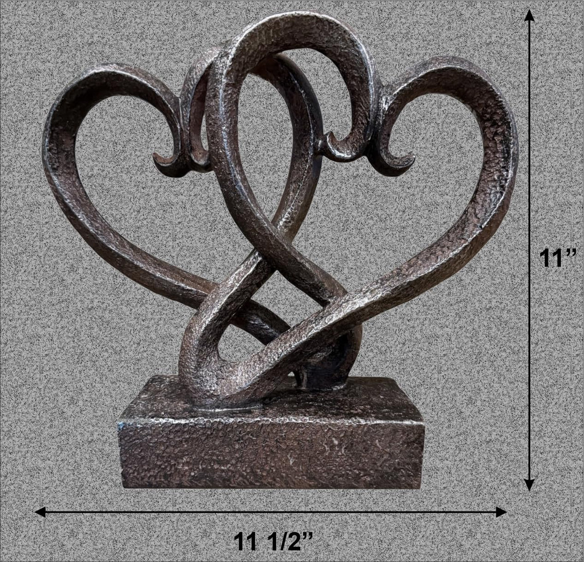Top Brass Entwined Hearts Tabletop Decor, Two Hearts Love Unity Sculpture – Cast Iron Finish Resin Statue, Romantic Gift for Couples, Wedding & Anniversary, 11 Inches Tall