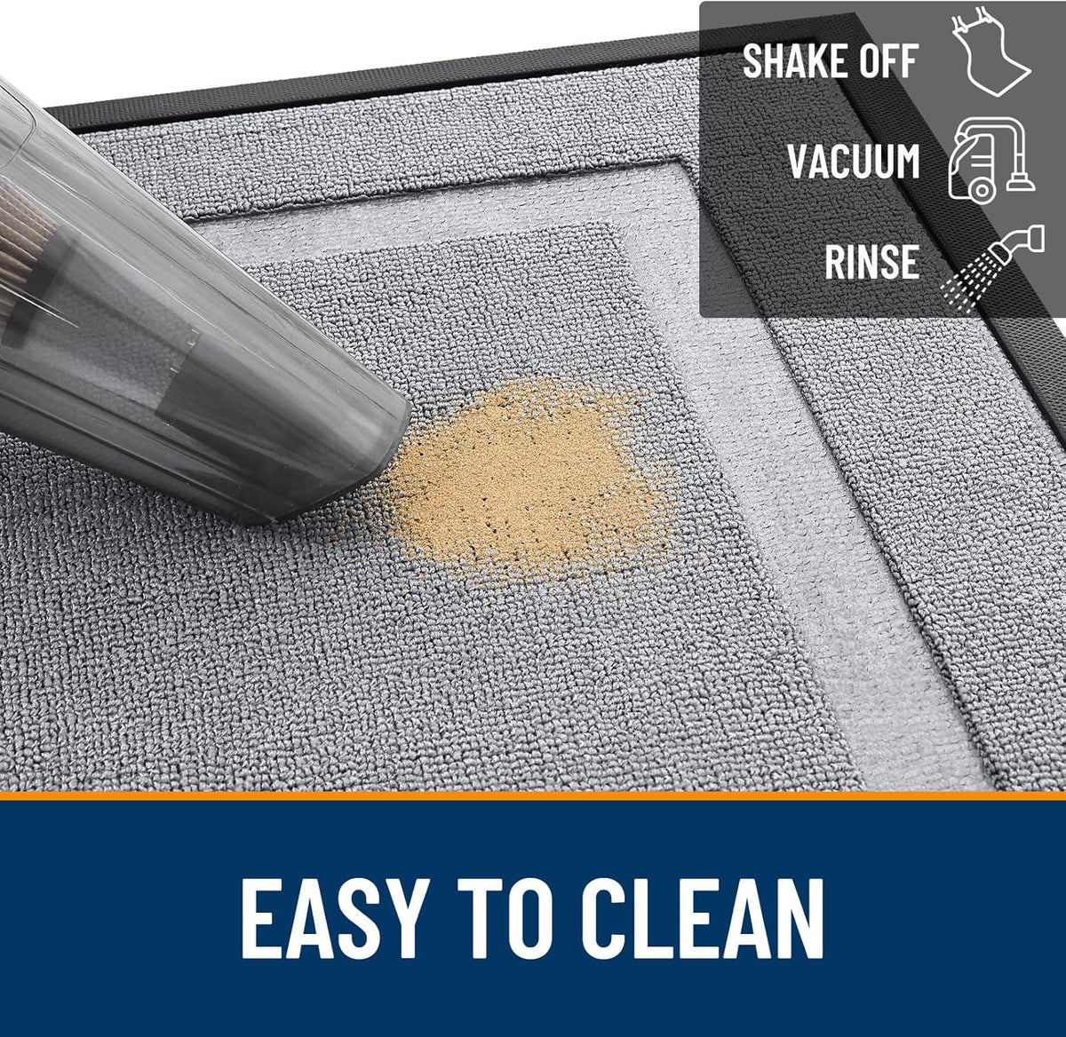 OLANLY Waterproof Front Door Mat - All-Season Indoor/Outdoor Doormat, Easy Clean, 71x23, Silver Gray