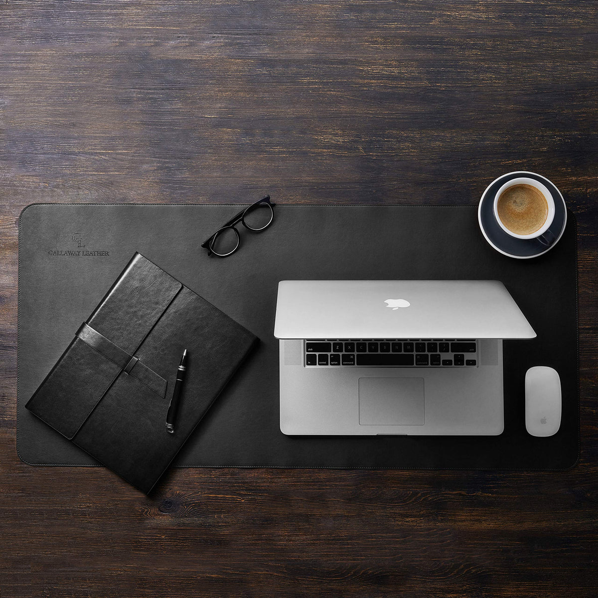 Gallaway Leather Desk Mat, Office Writing Desk Pad, Large 36" x 17" Black, for Top of Desks, Gift Ready Elegant Computer Desk Cover Protector PU Leather