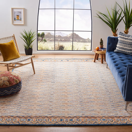 SAFAVIEH Aspen Collection Area Rug - 10' x 14', Gold & Rust, Handmade Boho Wool, Ideal for High Traffic Areas in Living Room, Bedroom (APN808D)