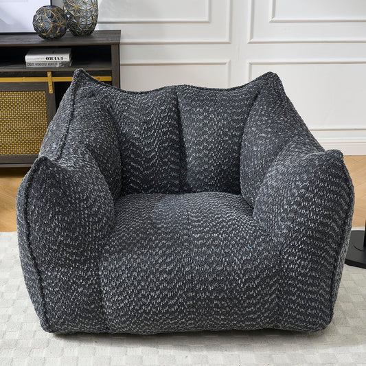 Large Chenille Bean Bag Chair for Adults - Oversized Square Lazy Sofa, Comfortable Gaming Reading TV Seat, 47.2" W x 36.2" D, Black, Living Room & Bedroom Essential
