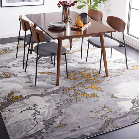 SAFAVIEH Craft Collection Area Rug - 10'6" x 14', Grey & Gold, Modern Abstract Design, Non-Shedding & Easy Care, Ideal for High Traffic Areas in Living Room, Bedroom (CFT860F)