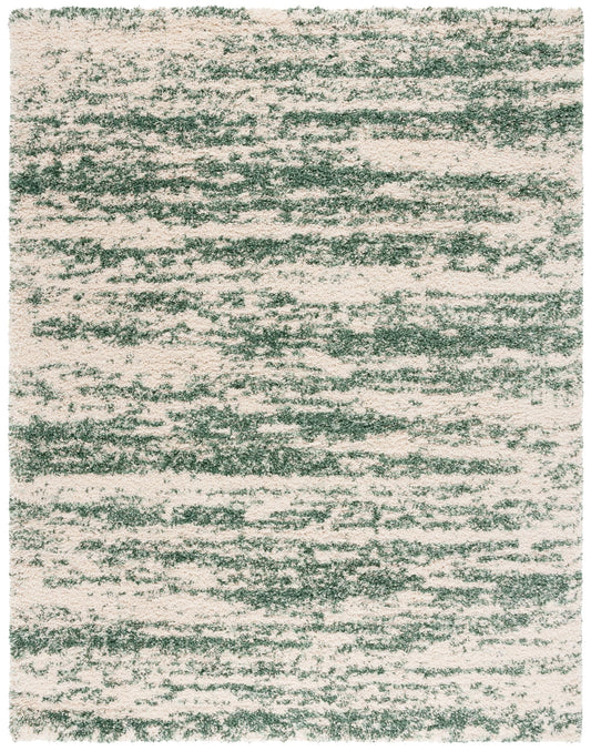SAFAVIEH Hudson Shag Collection Area Rug - 10' x 14', Ivory/Green, Geometric Design, Plush 1.9 Inch Thick Ideal for High Traffic Areas in Living Room, Bedroom, Dining (SGH206Y)