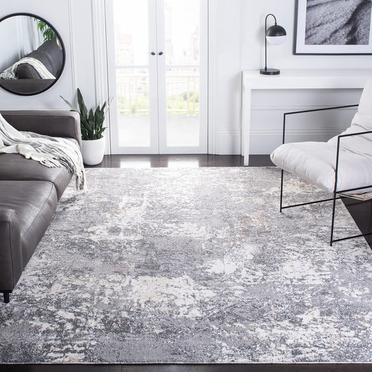 SAFAVIEH Aston Collection Area Rug - 9' x 12', Light Grey & Grey, Modern Abstract Design, Non-Shedding & Easy Care, Ideal for High Traffic Areas in Living Room, Bedroom (ASN715F)