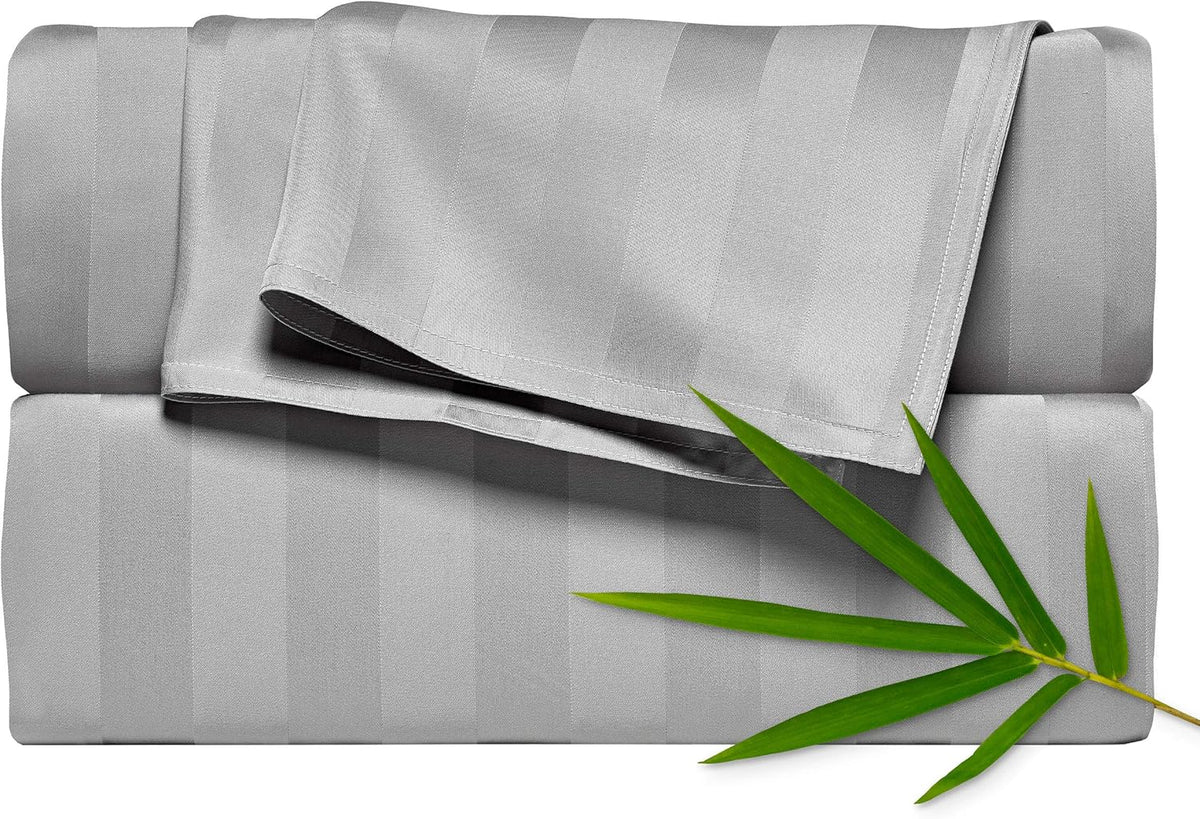 Pure Bamboo Full Sheets - Luxuriously Soft & Cooling 100% Organic Viscose Bed Sheet Set | Jacquard Silver, 2-Year Quality Promise