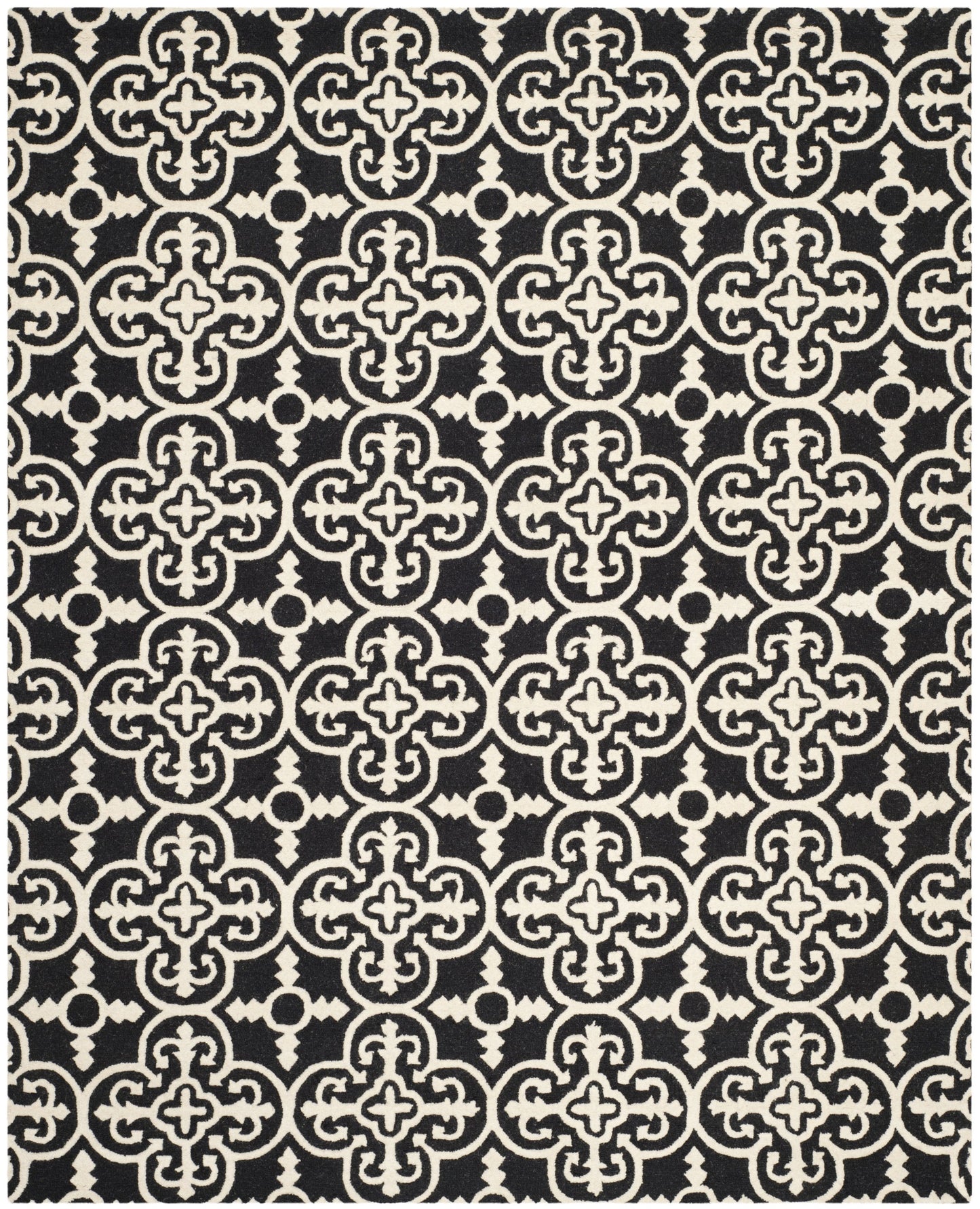 SAFAVIEH Cambridge Collection Area Rug - 9' x 12', Black & Ivory, Handmade Moroccan Wool, Ideal for High Traffic Areas in Living Room, Bedroom (CAM133E)