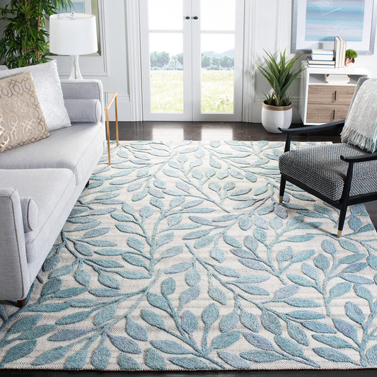 SAFAVIEH South Hampton Collection 8' x 10' Blue SHA302M Handmade Botanical Wool Area Rug