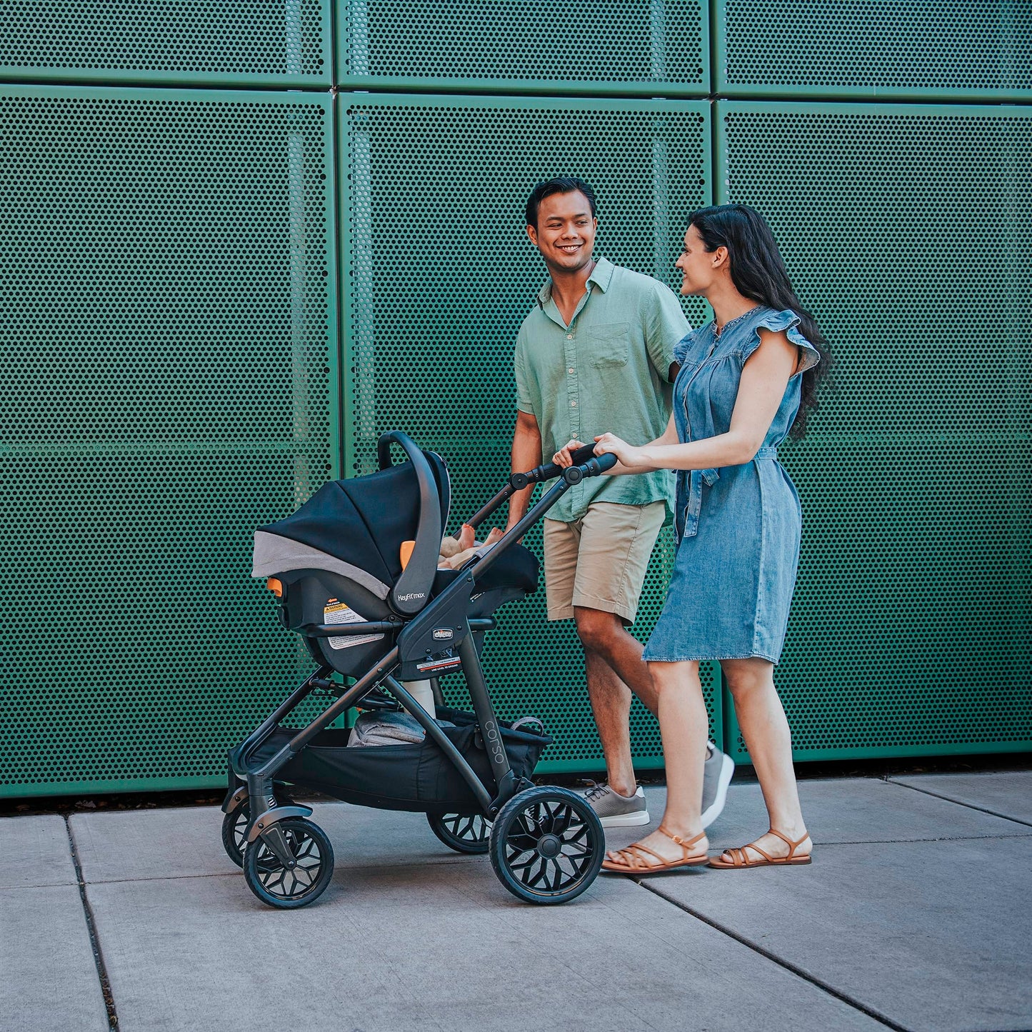 Chicco Corso LE ClearTex Modular Travel System, Corso LE Modular Stroller with KeyFit Max ClearTex Infant Car Seat and Base, Canyon/Grey