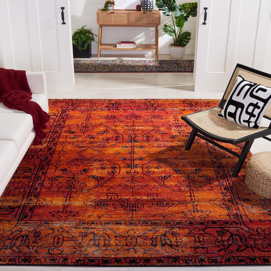 SAFAVIEH Vintage Hamadan Collection Area Rug - 10'6" x 14', Orange, Oriental Traditional Persian Design, Non-Shedding & Easy Care, Ideal for High Traffic Areas in Living Room, Bedroom (VTH216C)