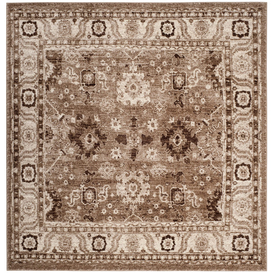 SAFAVIEH Vintage Hamadan Collection Area Rug - 9' Square, Taupe, Traditional Persian Design, Non-Shedding & Easy to Clean, Ideal for Living Room, Bedroom, Dining Space (VTH214T)