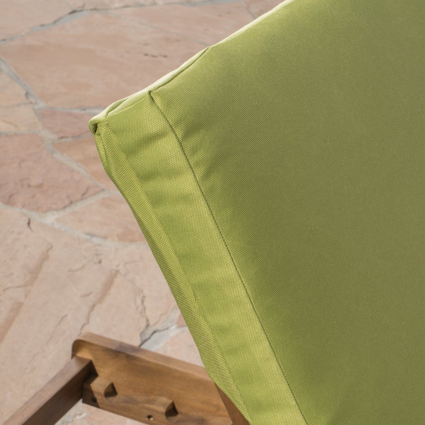 Christopher Knight Home Perla Outdoor Chaise Lounge with Water Resistant Cushion, Teak Finish / Green