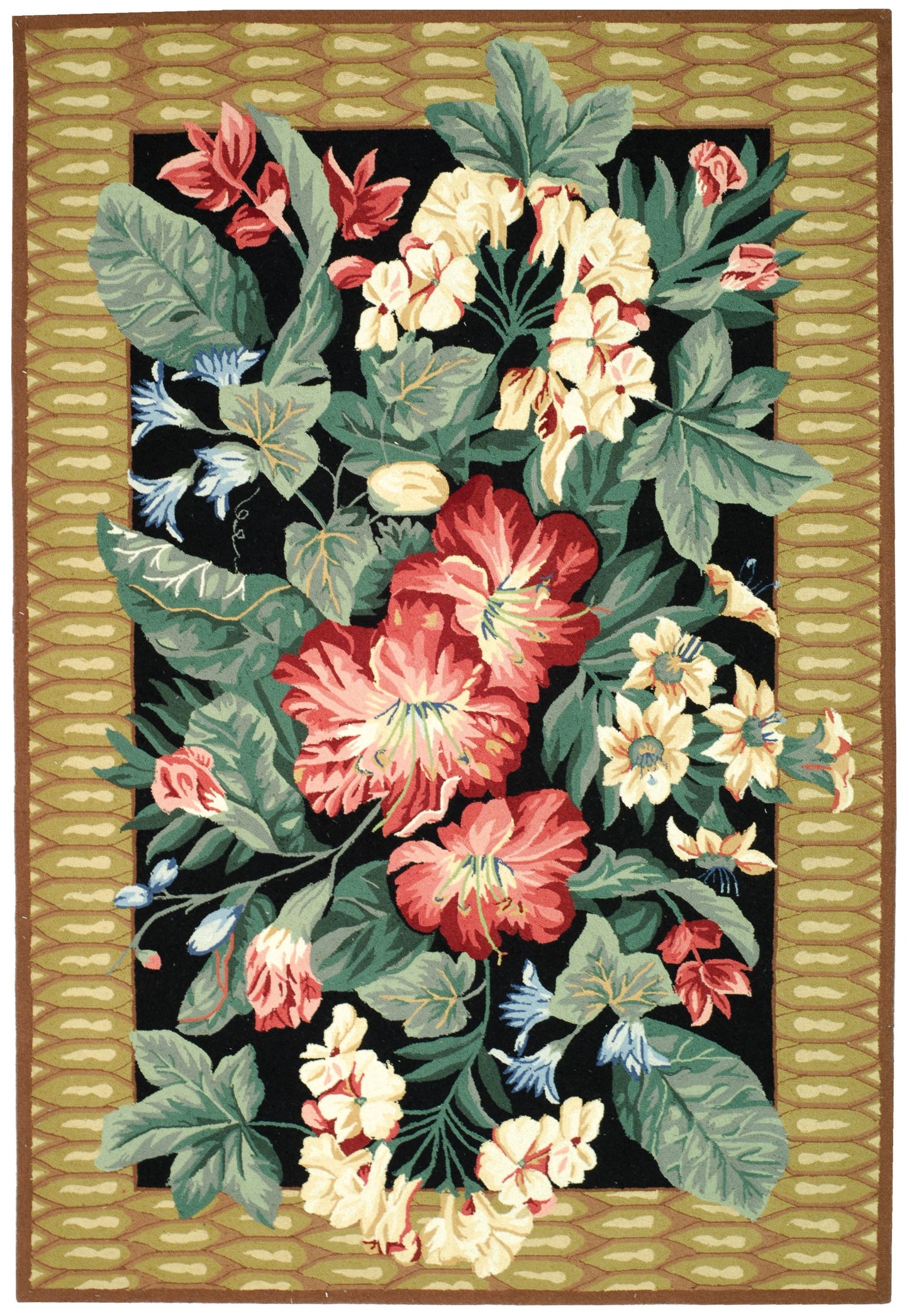 SAFAVIEH Chelsea Collection Area Rug - 6' x 9', Black & Brown, Hand-Hooked French Country Wool, Ideal for High Traffic Areas in Living Room, Bedroom (HK301A)